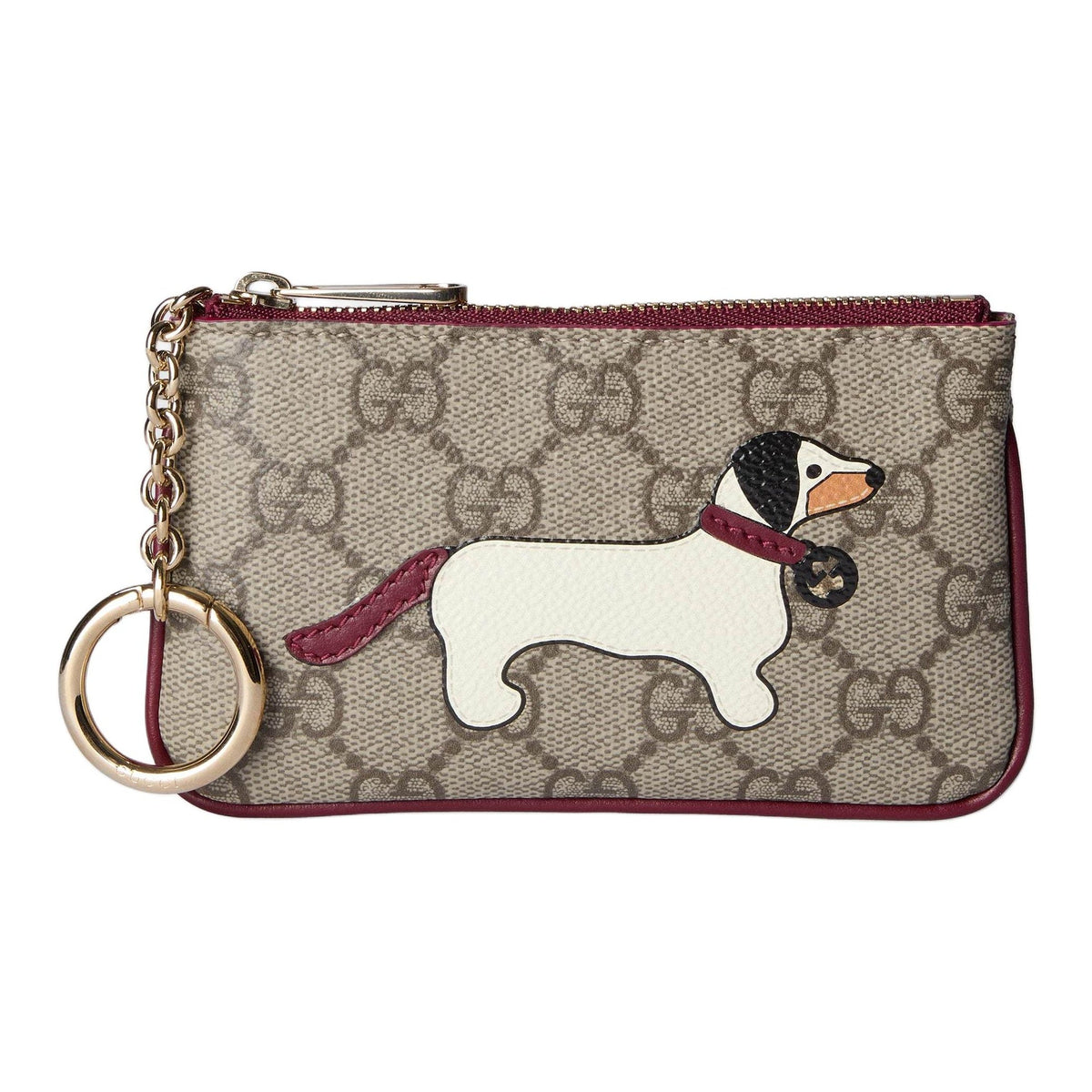 GUCCI Unisex Beige & Brown Dog Detail Coin & Key Pouch | 818768