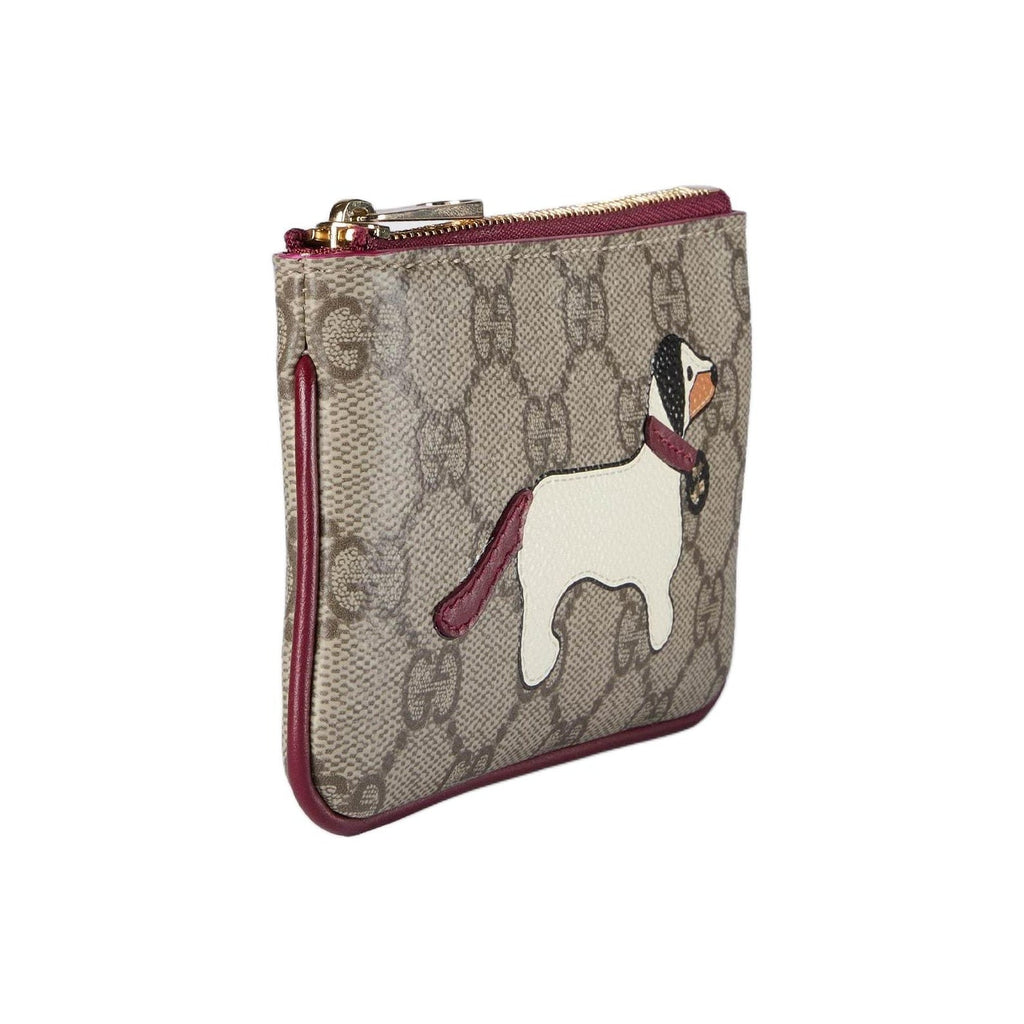 GUCCI Unisex Beige & Brown Dog Detail Coin & Key Pouch | 818768
