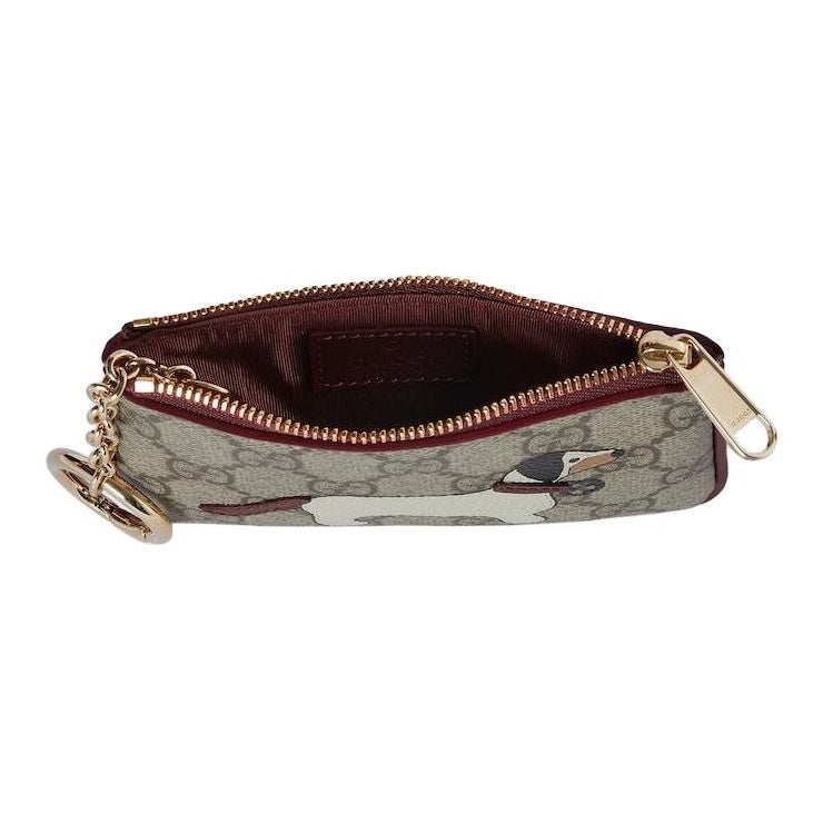 GUCCI Unisex Beige & Brown Dog Detail Coin & Key Pouch | 818768