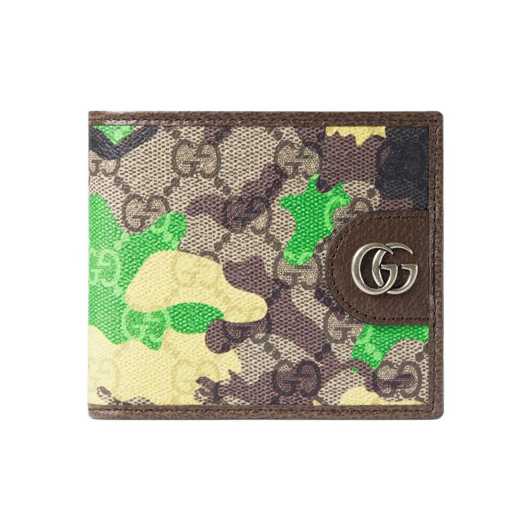 GUCCI Men's Green GG Monogram Coated Fabric Bifold Wallet | 834271