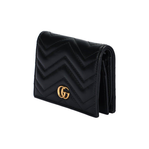 GUCCI GG Marmont Women's Black Quilted Leather Bifold Wallet | 466492