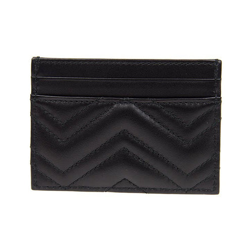 GUCCI GG Marmont Women's Black Quilted Leather Card Holder | 443127