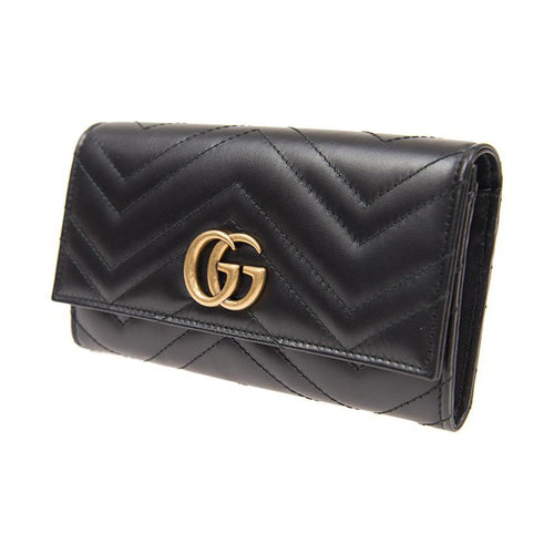 GUCCI GG Marmont Women's Black Quilted Leather Long Wallet | 443436