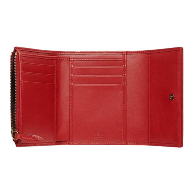 GUCCI GG Marmont Women's Red Quilted Cowhide Leather Compact Wallet | 474802