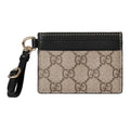 GUCCI GG Emblem Women's Beige & Dark Brown Coated Canvas Card Holder | 819121