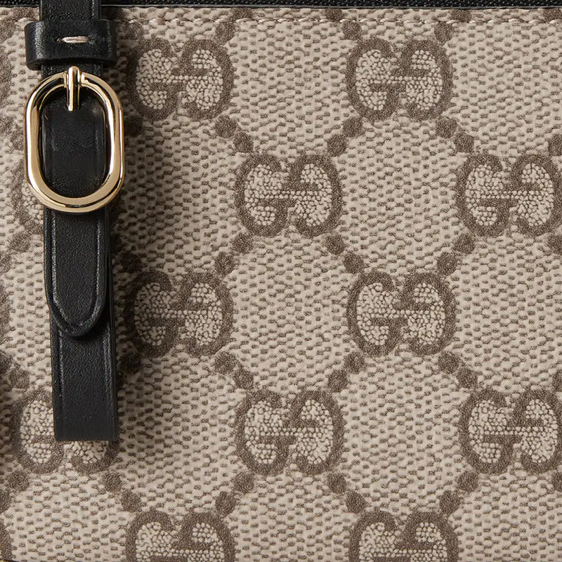 GUCCI GG Emblem Women's Brown & Black Coated Canvas Key Pouch | 819113