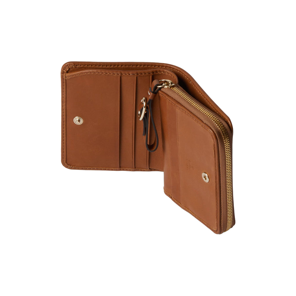 GUCCI GG Emblem Women's Beige & Dark Brown Canvas & Leather Mini Wallet | 819131