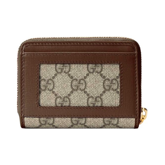 GUCCI Horsebit 1955 Unisex Ebony & Brown Canvas & Leather Compact Wallet | 658549