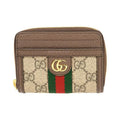 GUCCI Ophidia Unisex Ebony & Brown Canvas & Leather Compact Zip Wallet | 658552