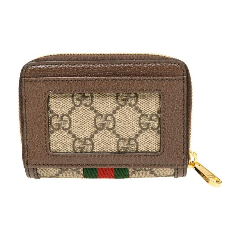GUCCI Ophidia Unisex Ebony & Brown Canvas & Leather Compact Zip Wallet | 658552
