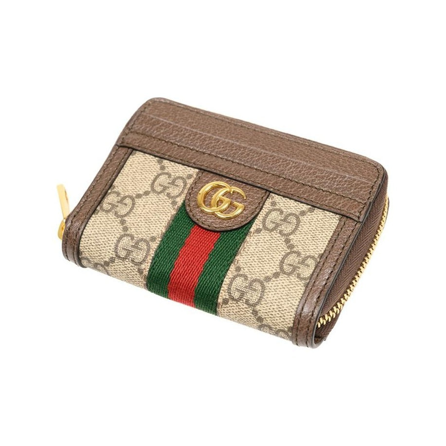 GUCCI Ophidia Unisex Ebony & Brown Canvas & Leather Compact Zip Wallet | 658552