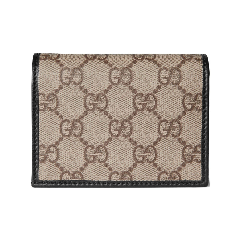 GUCCI Horsebit Women's Beige & Dark Brown GG Fabric Card Holder | 621887