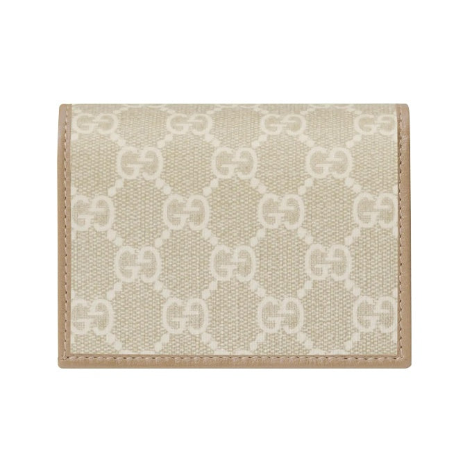 GUCCI Women's Double G Beige & White Canvas Compact Coin Wallet | 621887