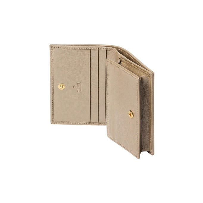 GUCCI Women's Double G Beige & White Canvas Compact Coin Wallet | 621887