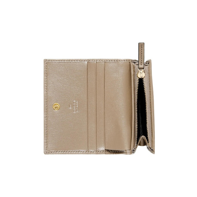 GUCCI Women's Double G Beige & White Canvas Compact Coin Wallet | 621887