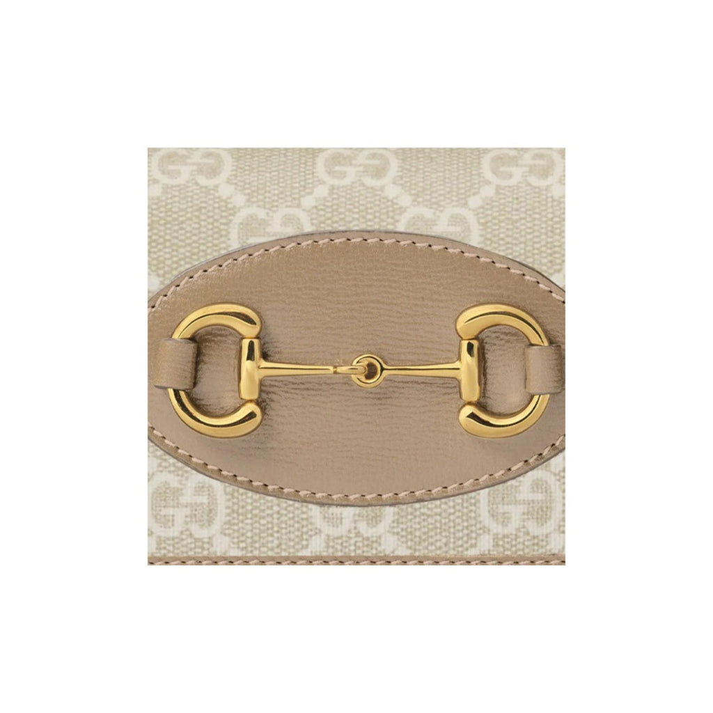GUCCI Women's Double G Beige & White Canvas Compact Coin Wallet | 621887