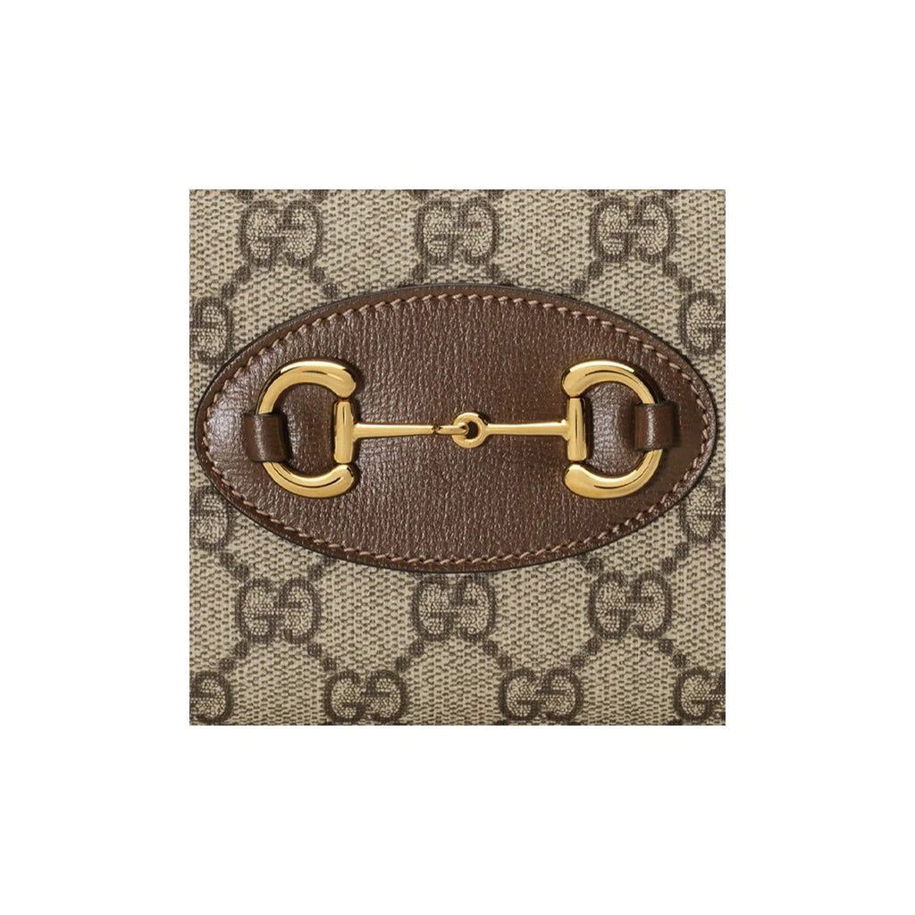 GUCCI Horsebit 1955 Unisex Ebony & Brown Canvas & Leather Long Zip Wallet | 621889