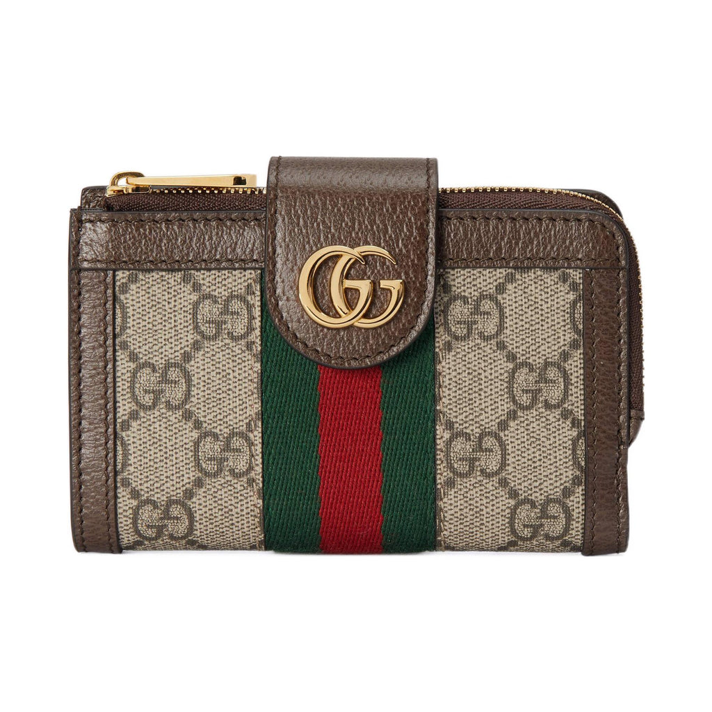 GUCCI Ophidia Women's Brown & Ebony Canvas & Leather Coin Wallet | 725662
