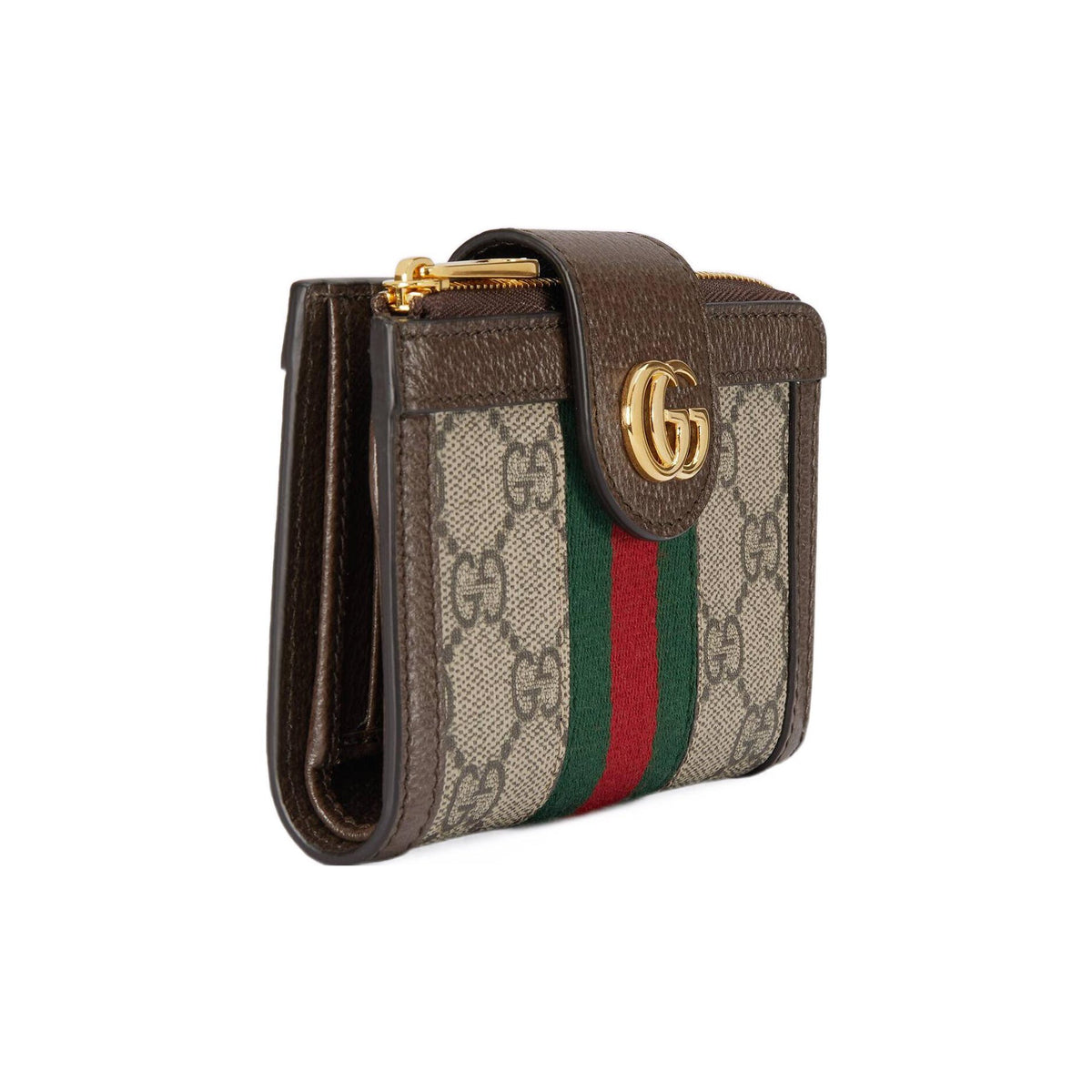 GUCCI Ophidia Women's Brown & Ebony Canvas & Leather Coin Wallet | 725662