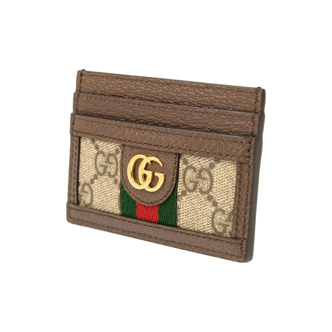 GUCCI Ophidia Unisex Ebony & Brown Canvas & Leather Card Holder | 523159