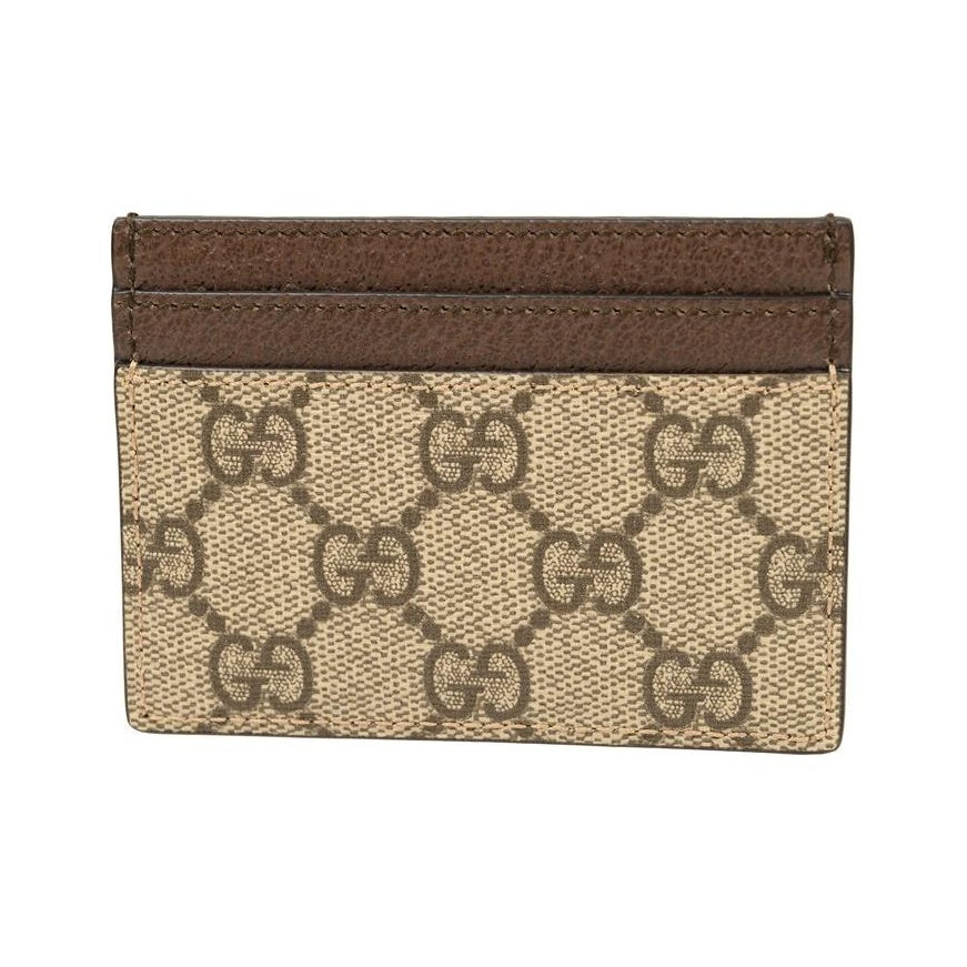 GUCCI Ophidia Unisex Ebony & Brown Canvas & Leather Card Holder | 523159