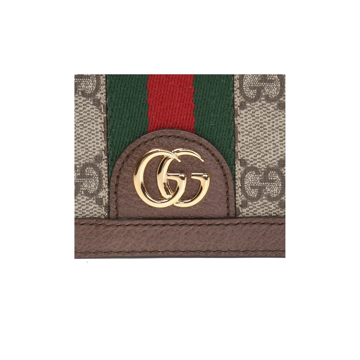 GUCCI Ophidia Women's Ebony & Brown Canvas & Leather Compact Flap Wallet | 523155