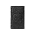 GUCCI Men's Black Leather Large Flap Card Holder with Embossed Double G | 7394785