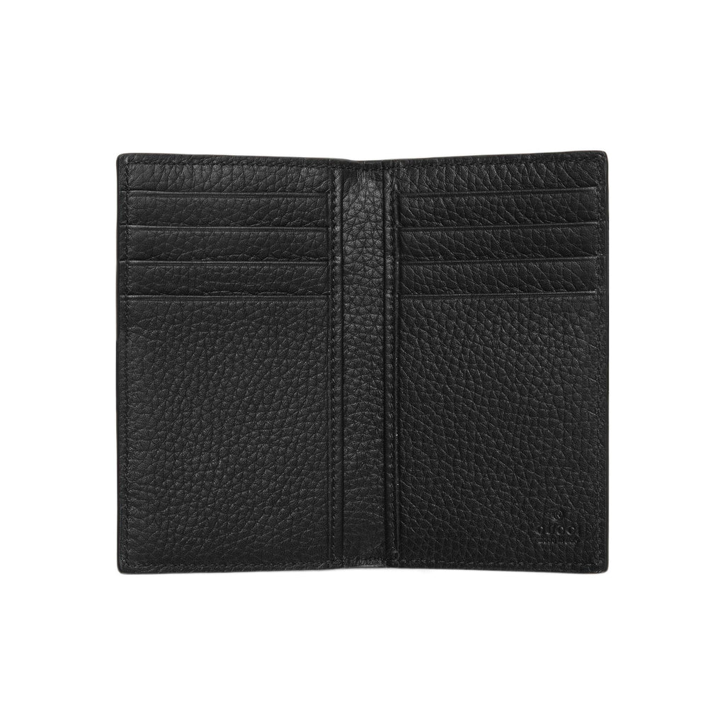 GUCCI Men's Black Leather Large Flap Card Holder with Embossed Double G | 7394785