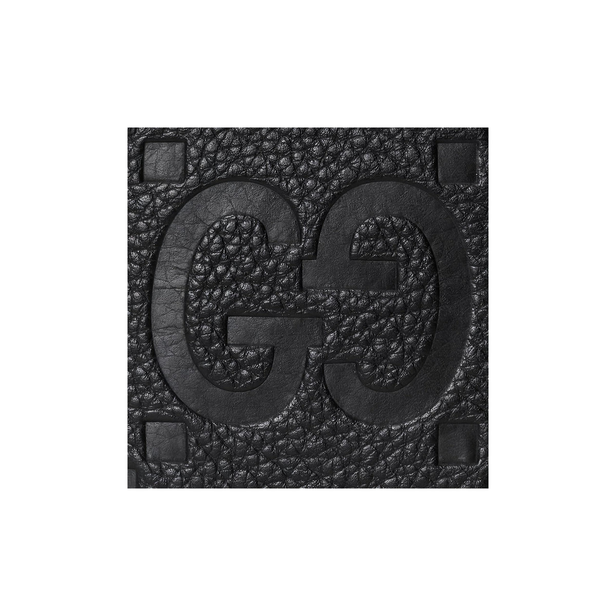 GUCCI Men's Black Leather Large Flap Card Holder with Embossed Double G | 7394785
