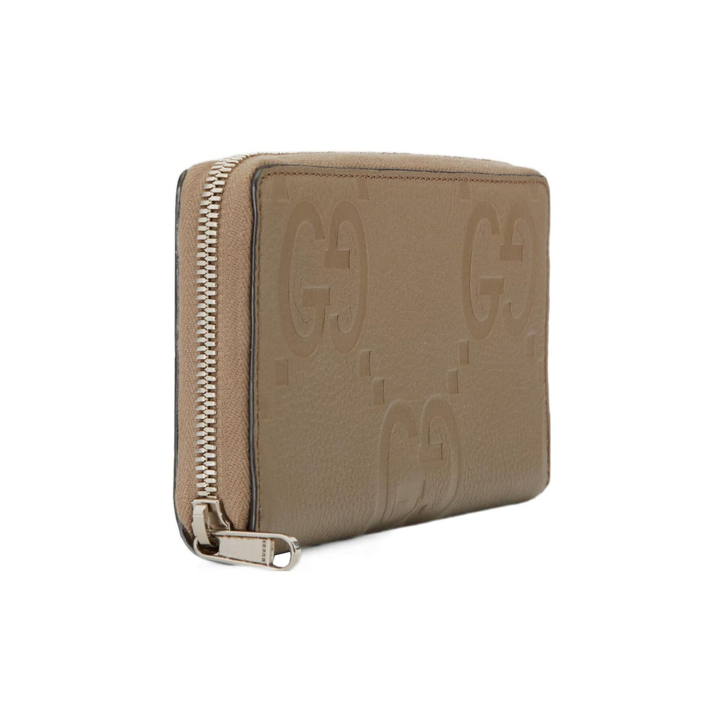 GUCCI Men's Taupe Leather Zip Wallet with Double G Logo | 739484