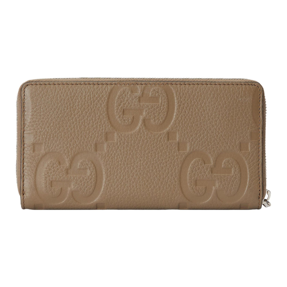 GUCCI Men's Taupe Leather Zip Wallet with Double G Logo | 739484