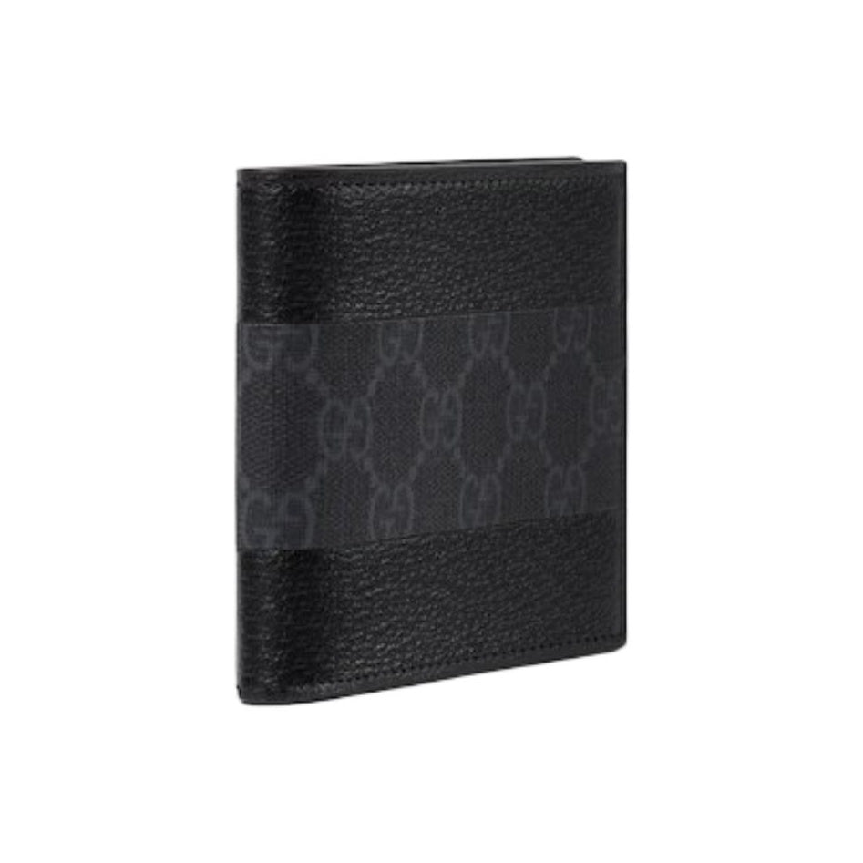 GUCCI Unisex Black Leather Small Flap Card Holder with Logo Print | 795480