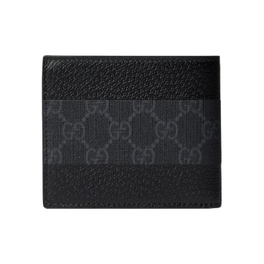 GUCCI Unisex Black Leather Small Flap Card Holder with Logo Print | 795480