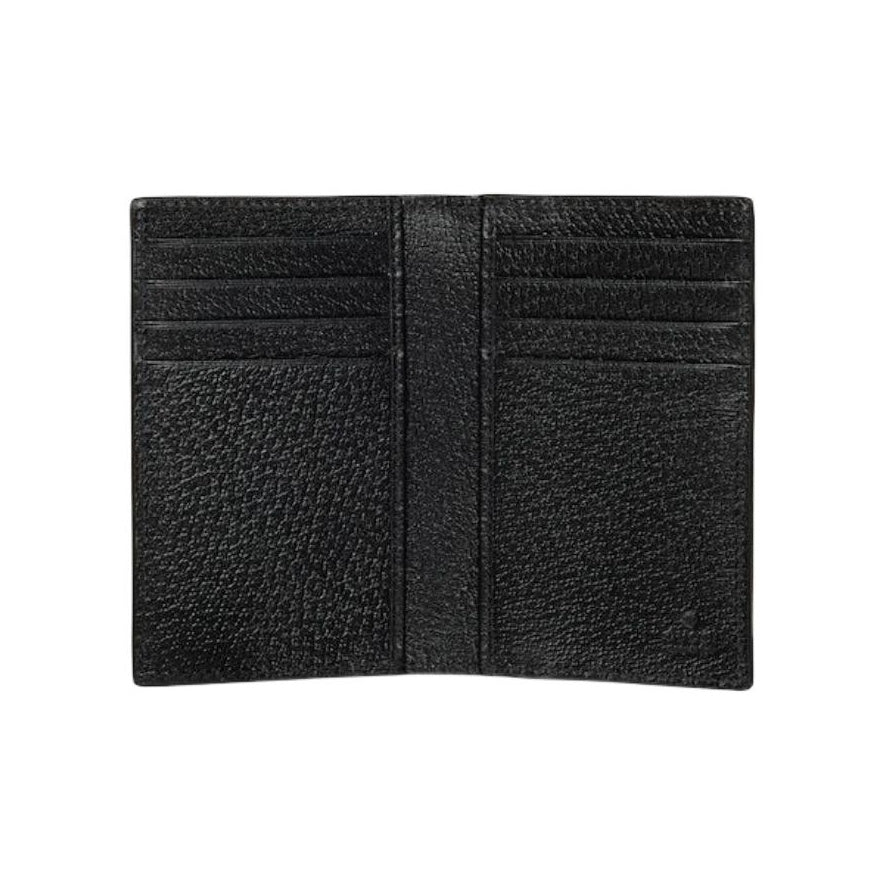 GUCCI Unisex Black Leather Card Holder with Classic Logo Print | 806151