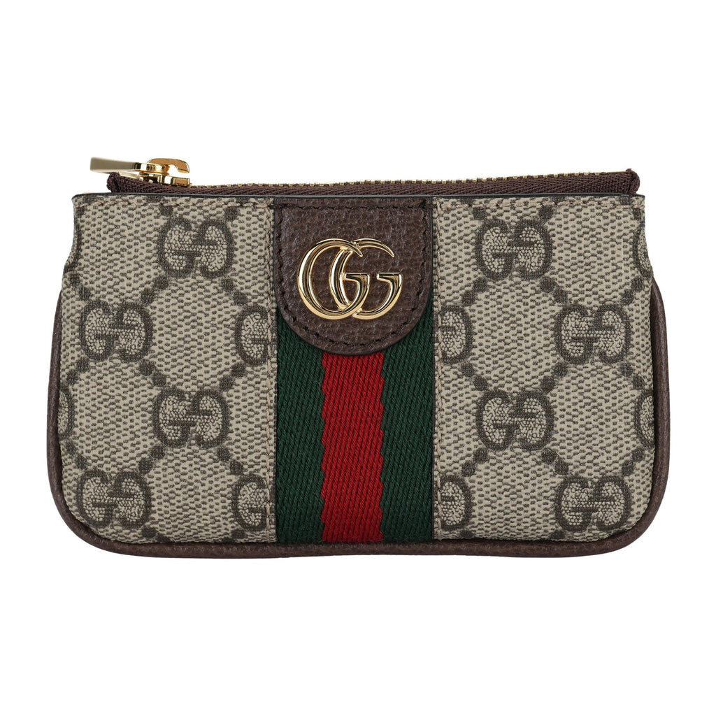 GUCCI Ophidia Unisex Ebony & Brown Canvas Coin & Key Pouch | 671722