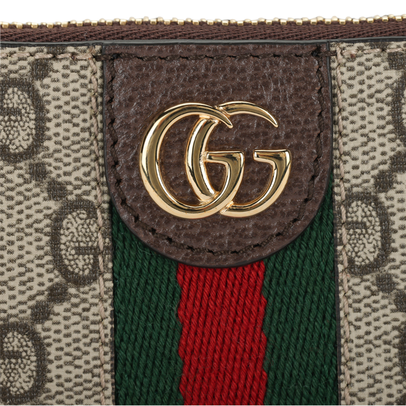 GUCCI Ophidia Unisex Ebony & Brown Canvas Coin & Key Pouch | 671722