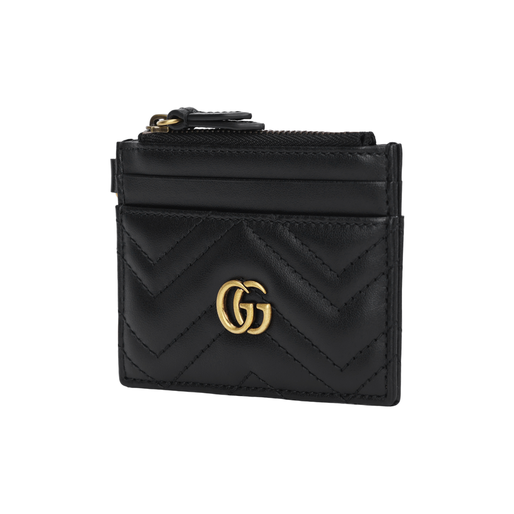 GUCCI GG Marmont Women's Black Quilted Leather Coin & Card Pouch | 627064