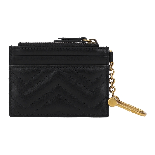 GUCCI GG Marmont Women's Black Quilted Leather Coin & Card Pouch | 627064