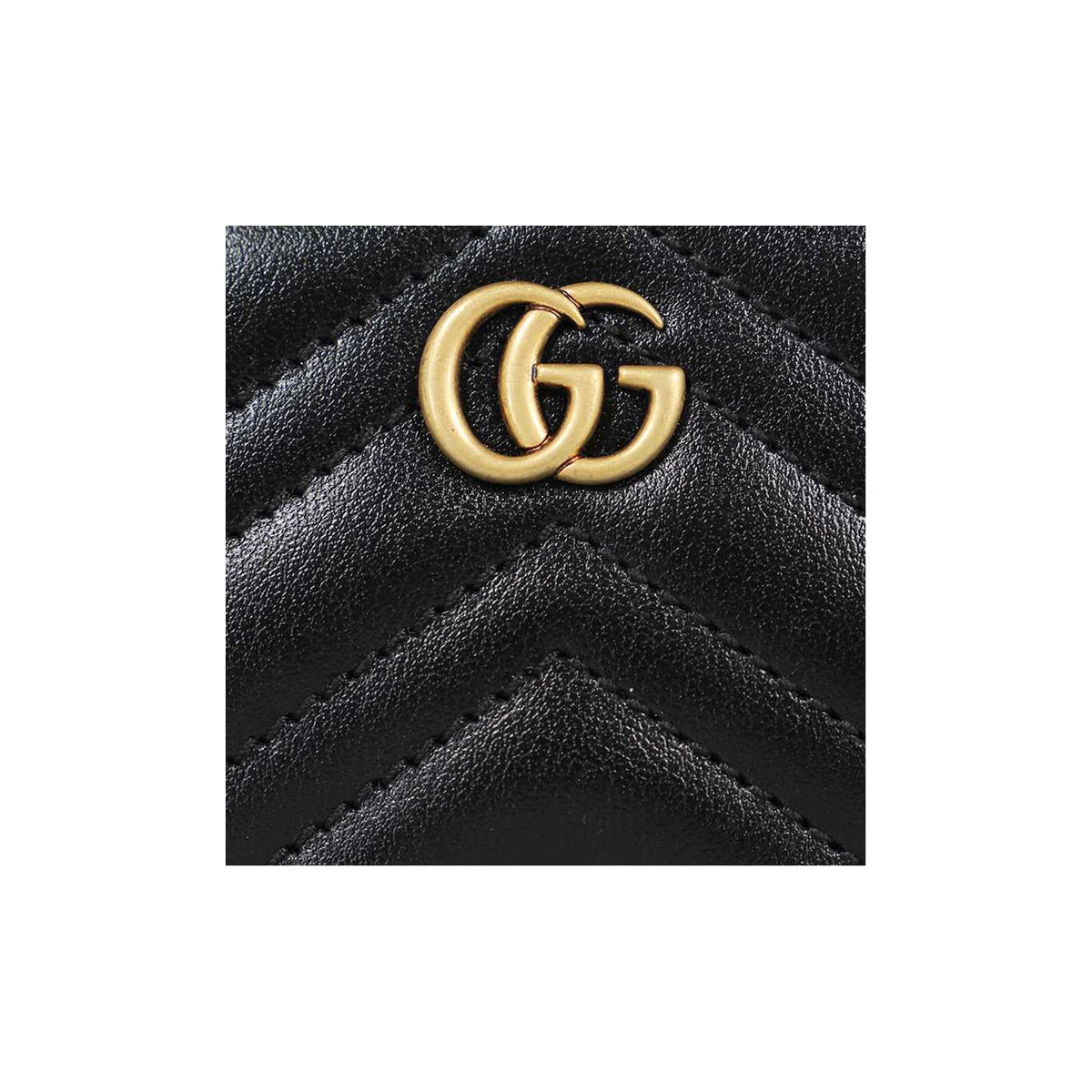 GUCCI Unisex Black Leather Key Pouch with Antiqued Double G Logo | 671773