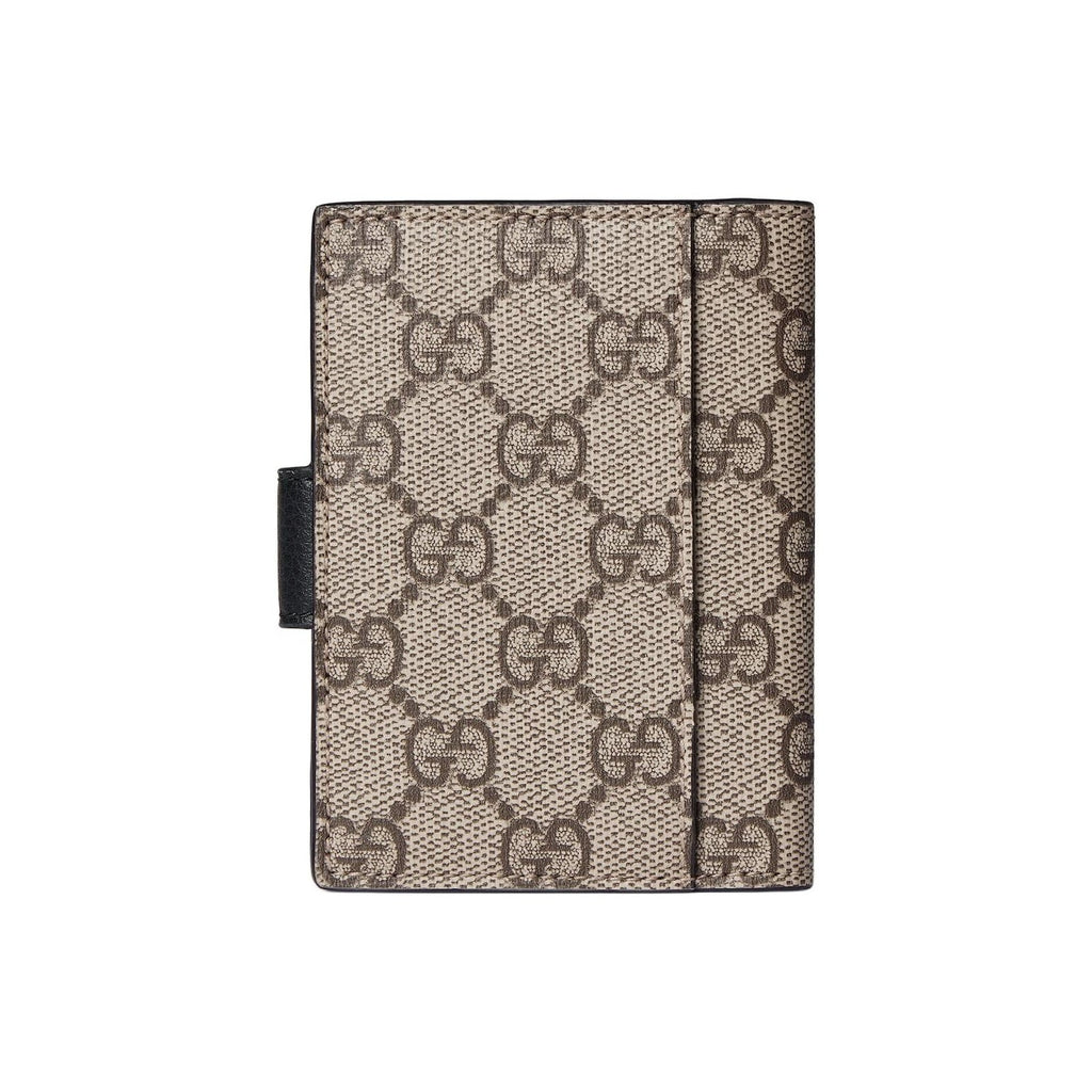 GUCCI GG Marmont Unisex Black Two-Tone Canvas & Leather Card Holder | 855484