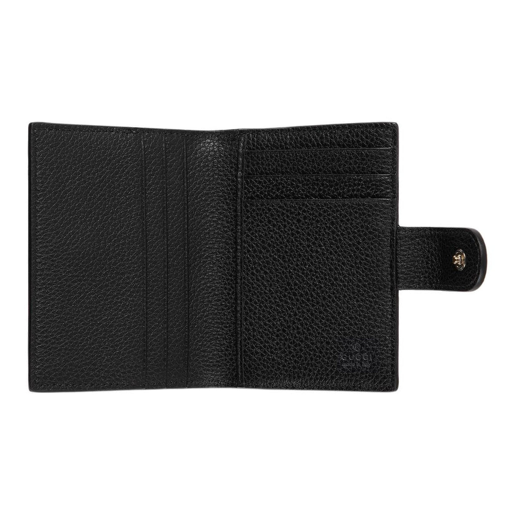 GUCCI GG Marmont Unisex Black Two-Tone Canvas & Leather Card Holder | 855484
