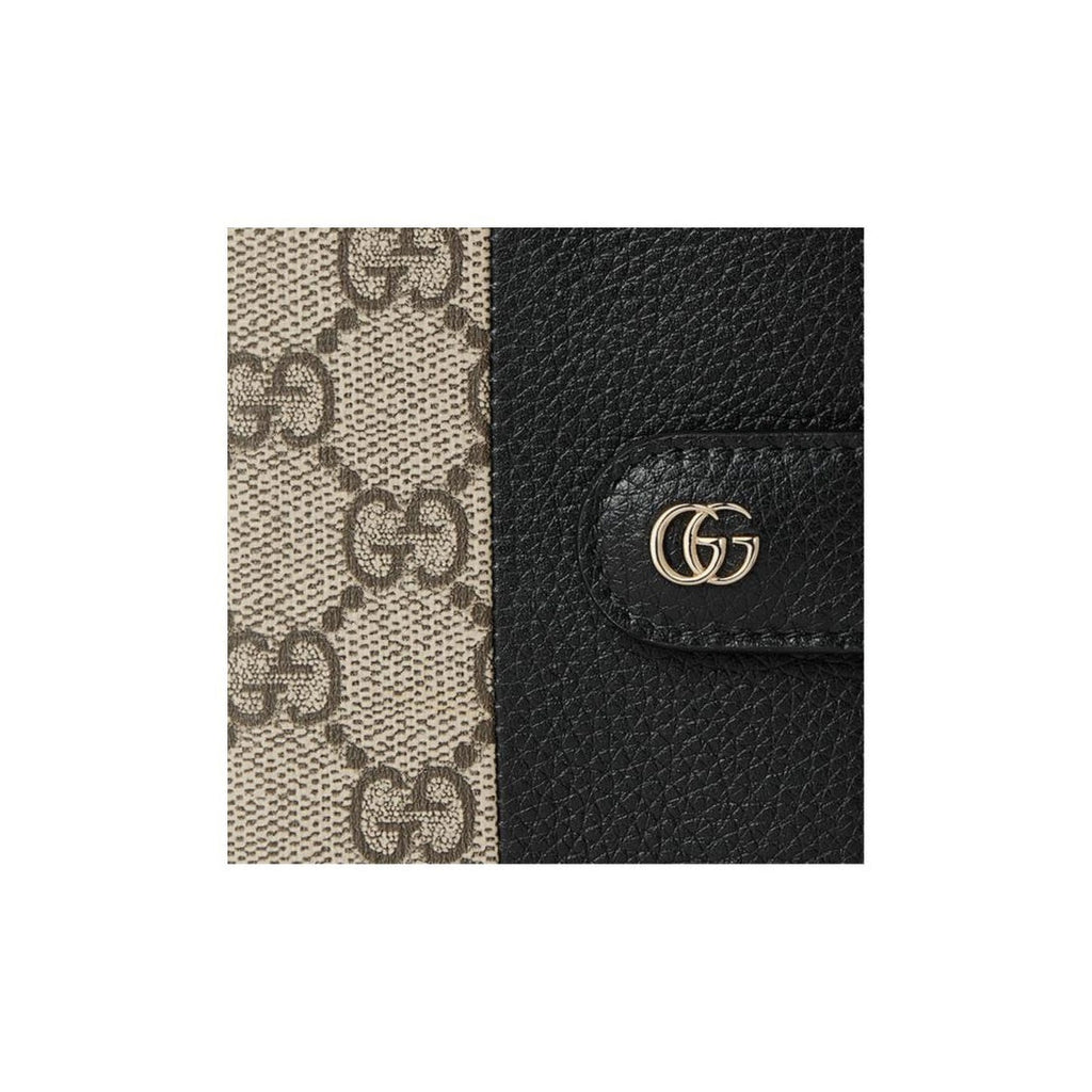 GUCCI GG Marmont Unisex Black Two-Tone Canvas & Leather Card Holder | 855484