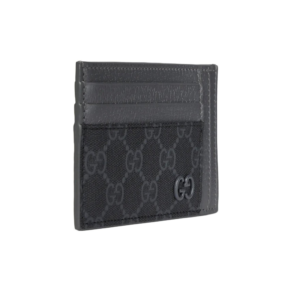 GUCCI GG Supreme Women's Gray-Blue Leather Card Holder with Ceramic-Effect GG | 856561