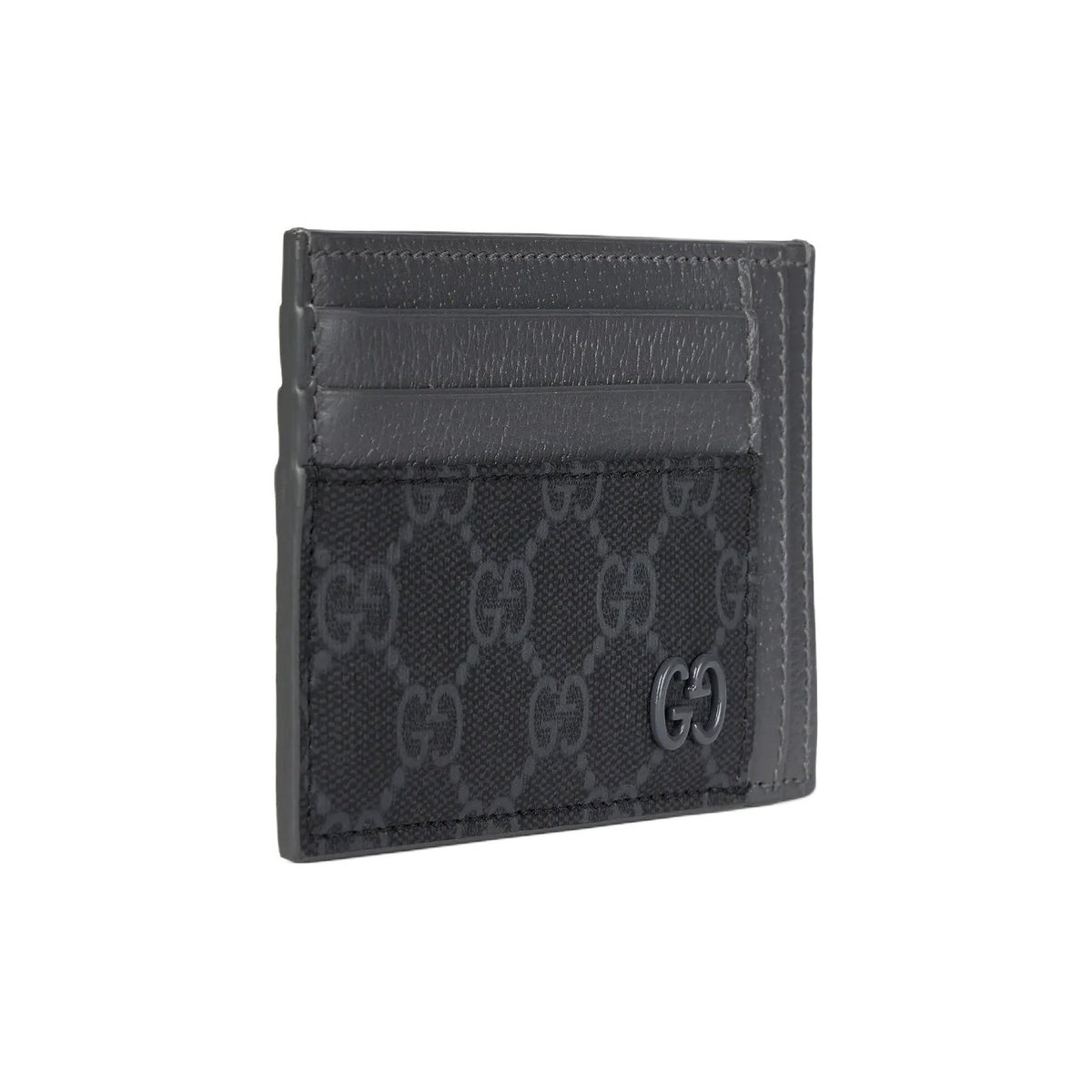 GUCCI GG Supreme Women's Gray-Blue Leather Card Holder with Ceramic-Effect GG | 856561