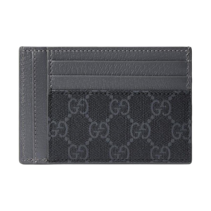 GUCCI GG Supreme Women's Gray-Blue Leather Card Holder with Ceramic-Effect GG | 856561
