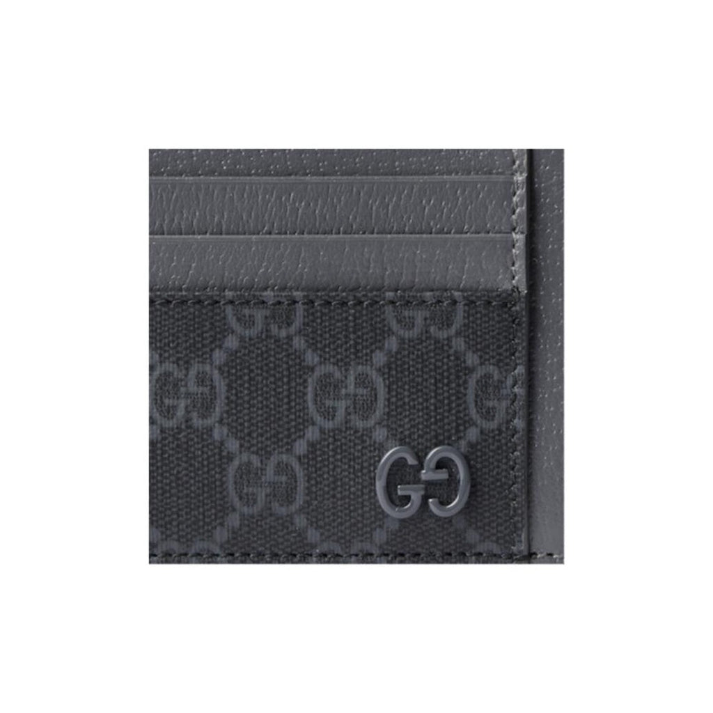 GUCCI GG Supreme Women's Gray-Blue Leather Card Holder with Ceramic-Effect GG | 856561