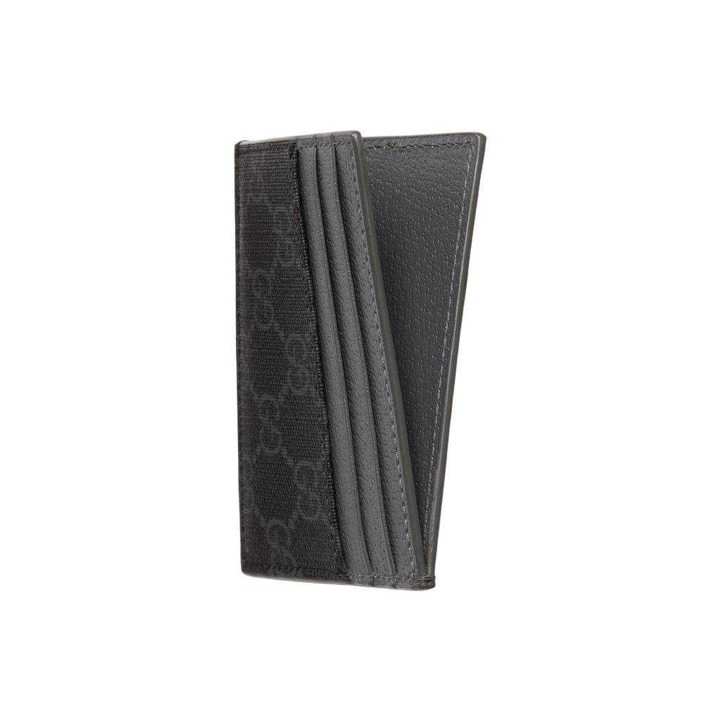 GUCCI Unisex Black Supreme Canvas Card Holder with Brand Logo | 795230