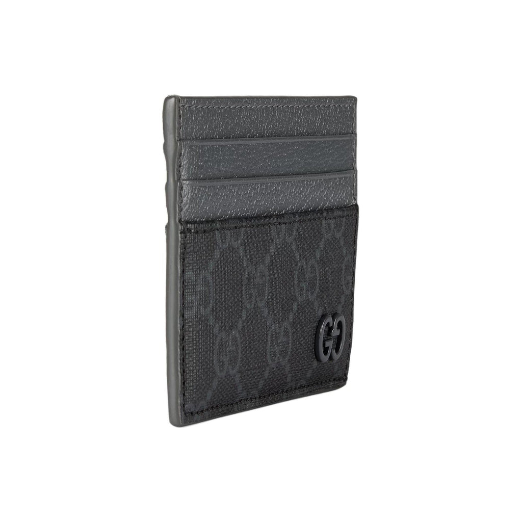 GUCCI Unisex Black Supreme Canvas Card Holder with Brand Logo | 795230