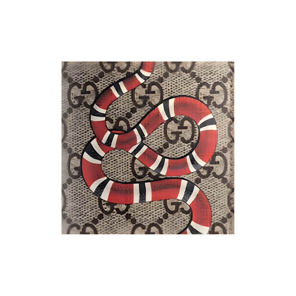GUCCI Men's Ebony & Black Canvas & Leather Snake Print Long Bifold Wallet | 459456