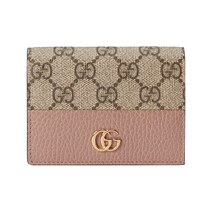 GUCCI GG Marmont Women's Ebony & Pink Canvas & Leather Bifold Wallet | 658610